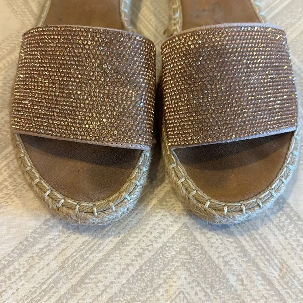 ShuShop Rose Gold Espadrille Slide Sandals - Size 8